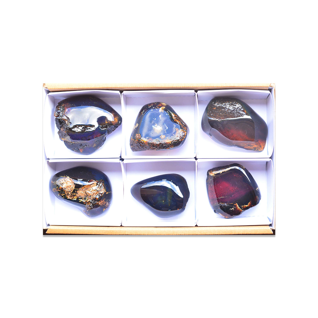 Small Box Sumatra Blue Amber, 6 pcs