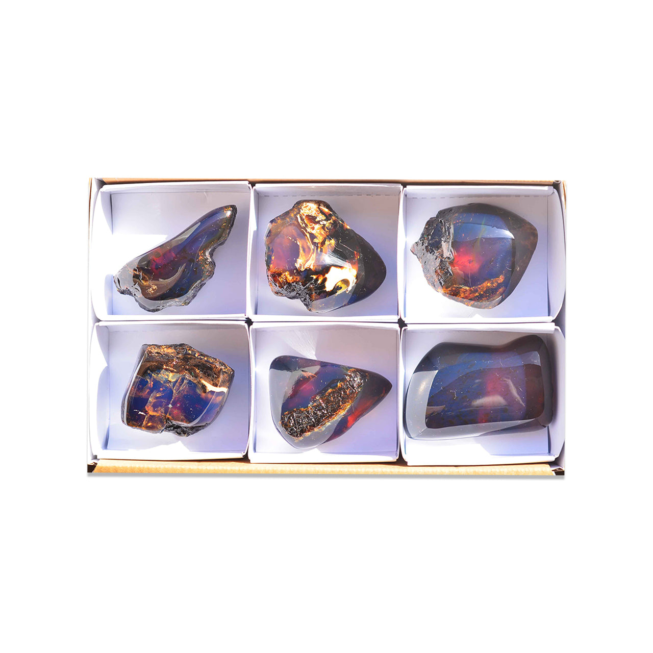 Small Box Sumatra Blue Amber, 6 pcs