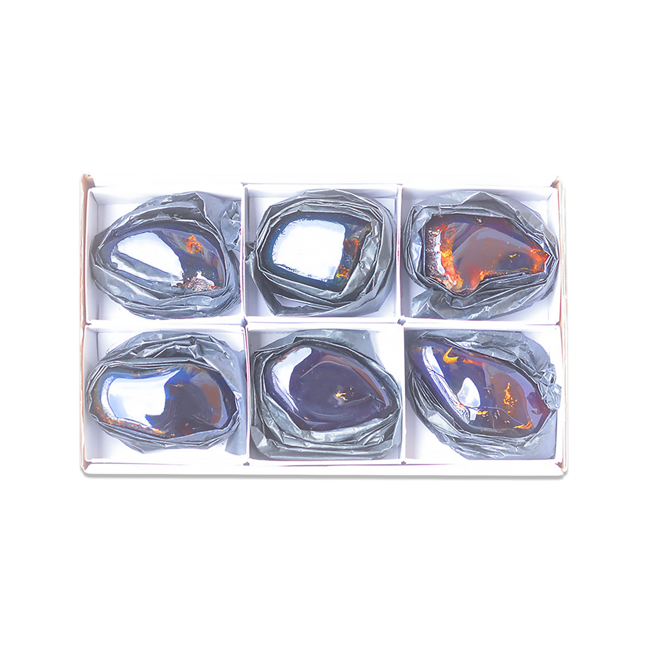 Small Box Sumatra Blue Amber, 6 pcs