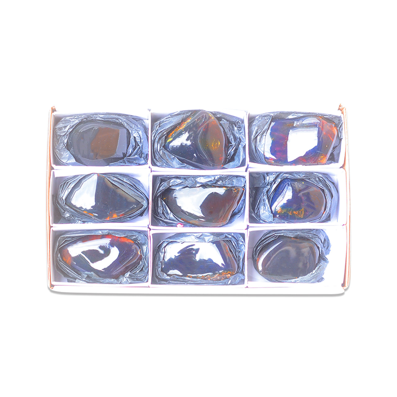 Small Box Sumatra Blue Amber, 9 pcs