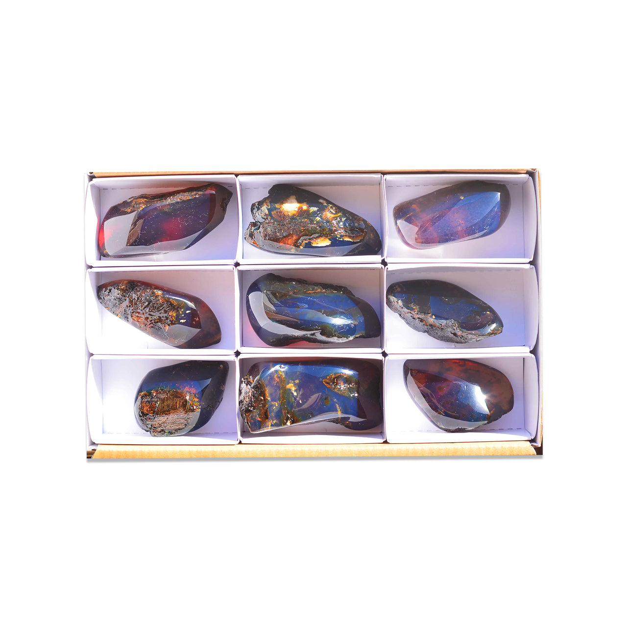 Small Box Sumatra Blue Amber, 9 pcs