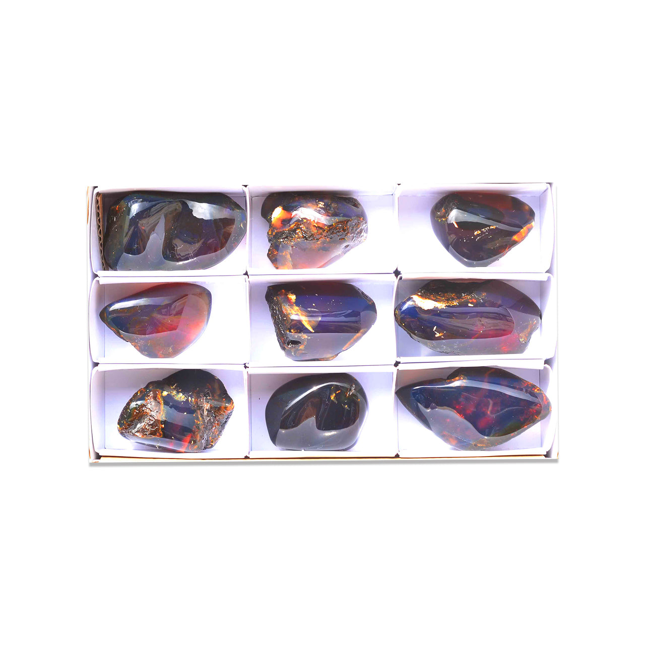 Small Box Sumatra Blue Amber, 9 pcs