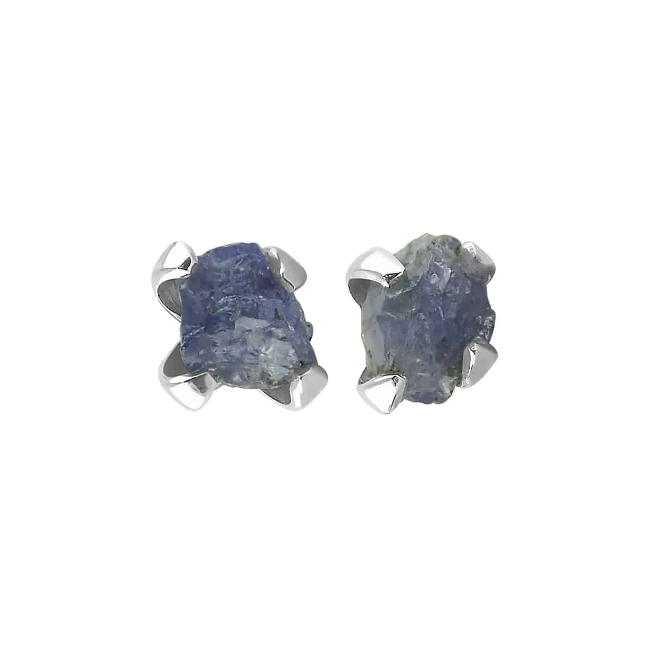 Rough Tanzanite Prong Set Post Earrings