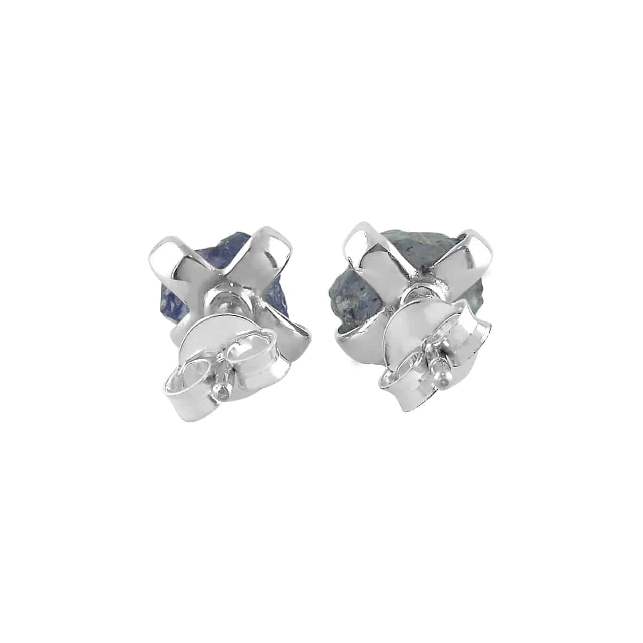 Rough Tanzanite Prong Set Post Earrings