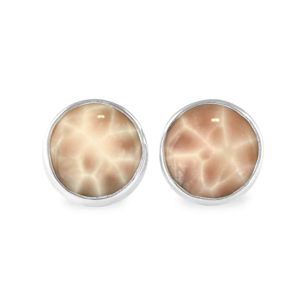 Pink Natrolite Round Post Style Earrings