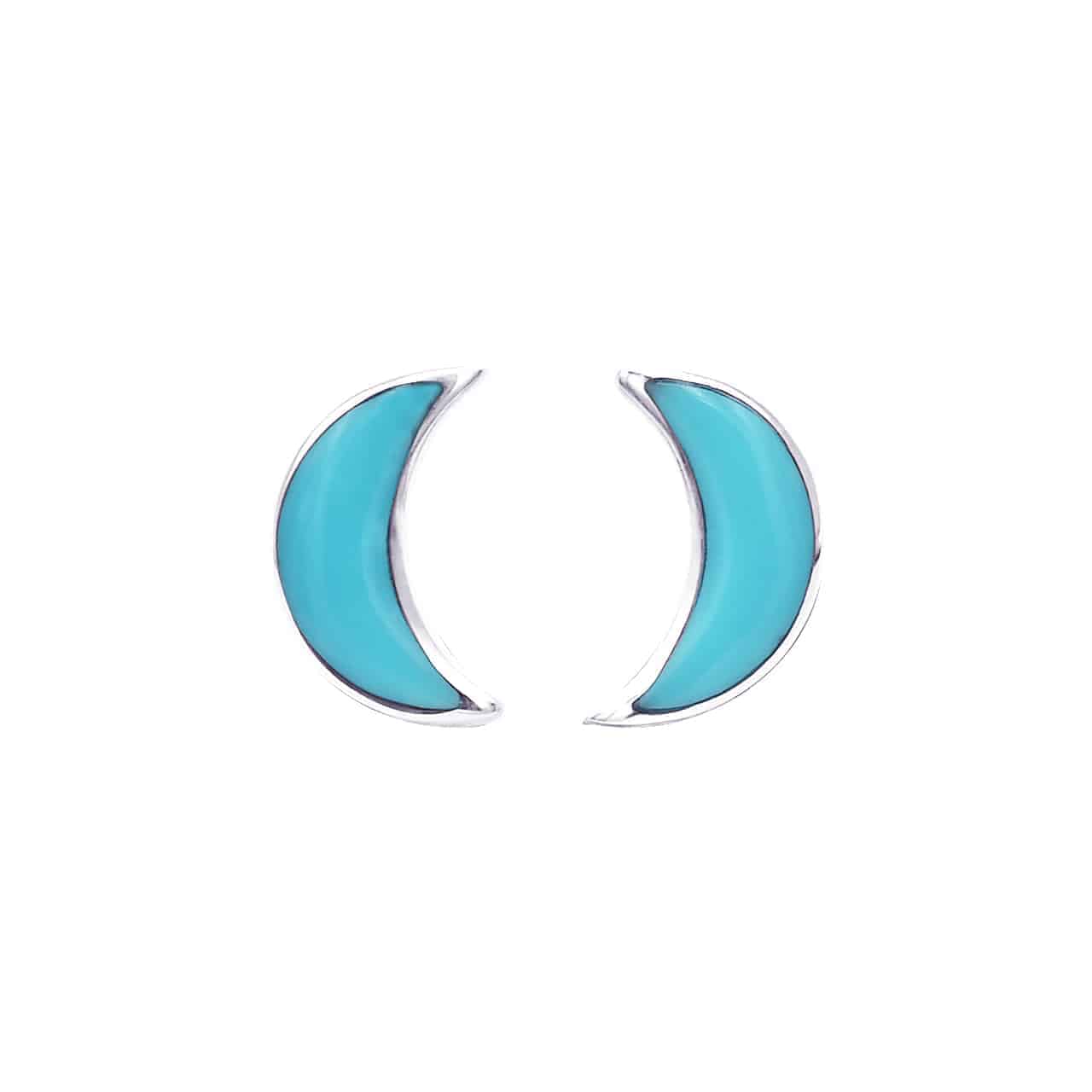 Turquoise Crescent Moon Post Style Earrings