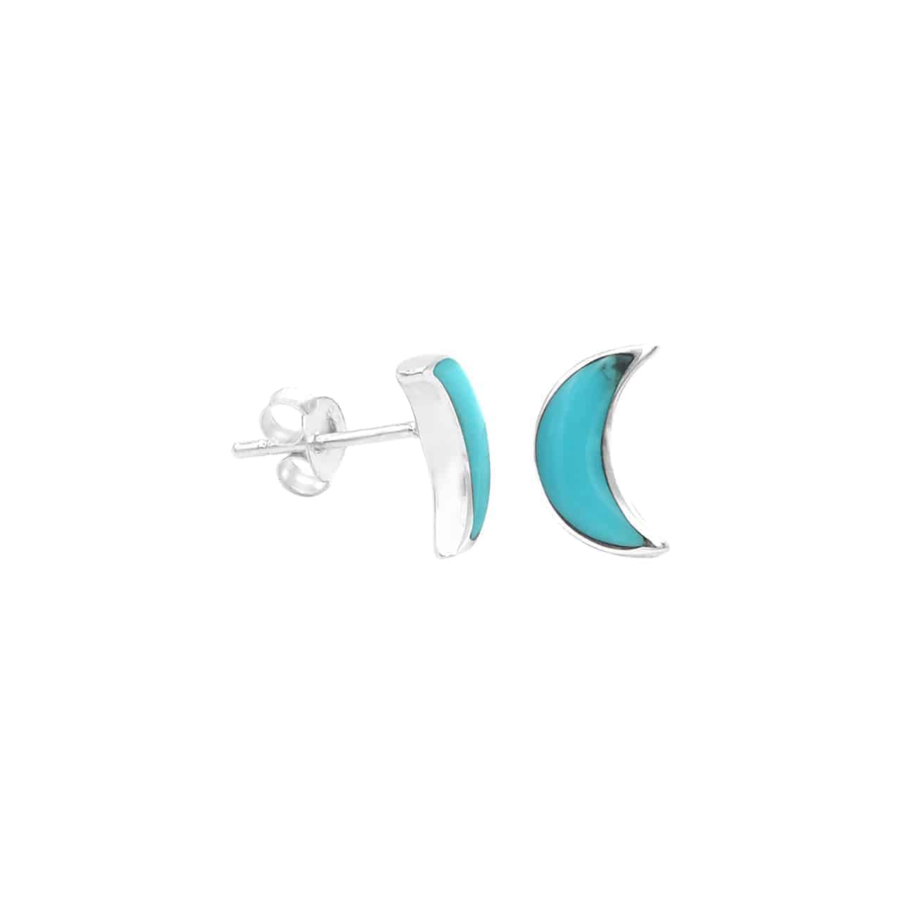 Turquoise Crescent Moon Post Style Earrings