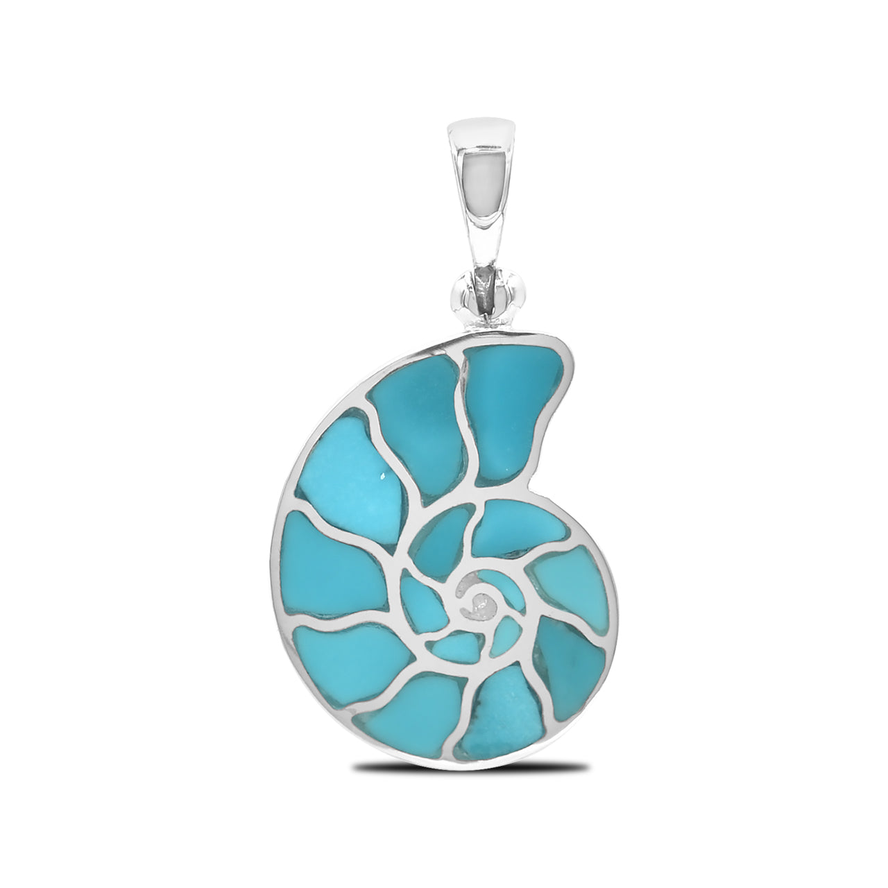 Nautilus Pendant with Sleeping Beauty Turquoise - Small