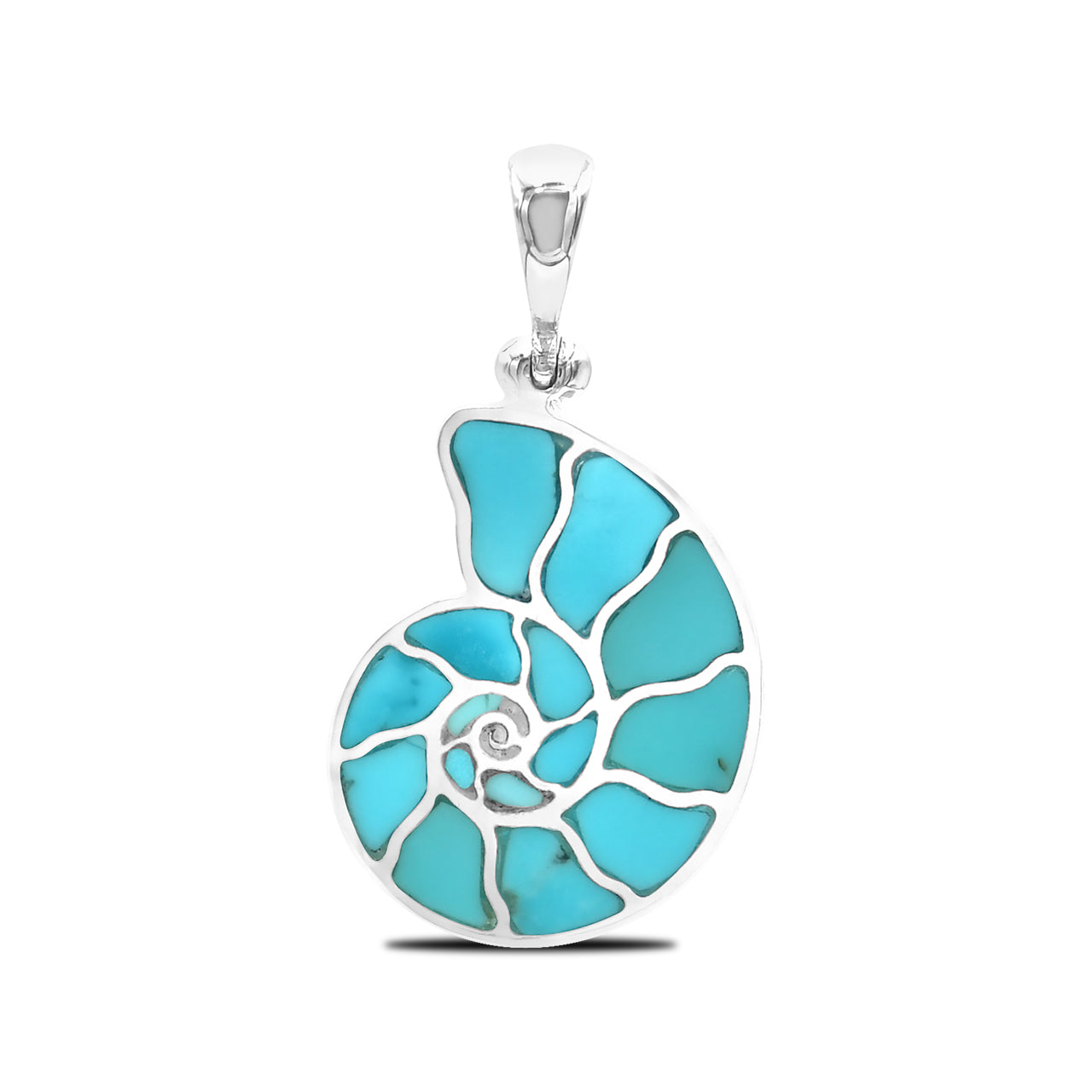 Nautilus Pendant with Sleeping Beauty Turquoise - Small