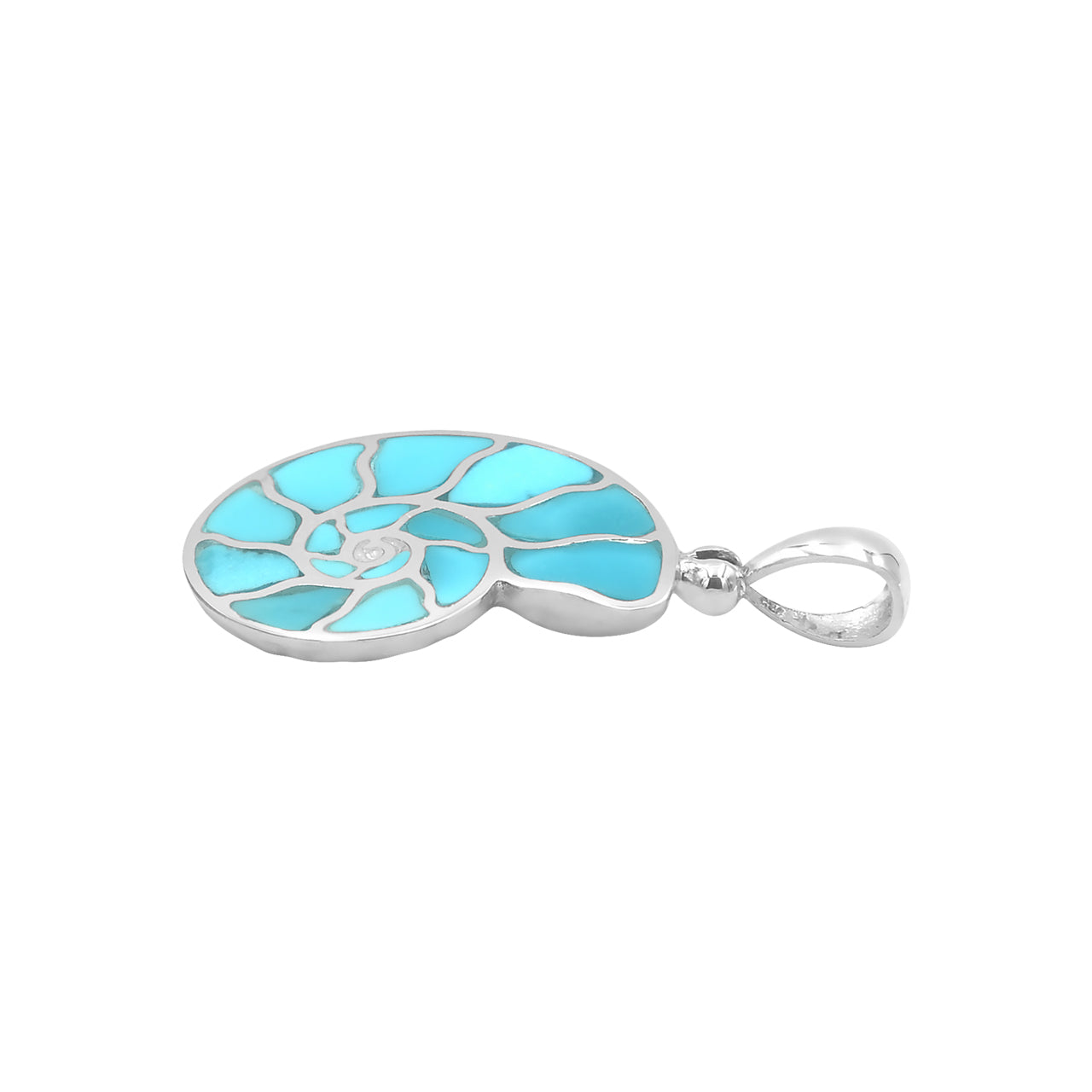 Nautilus Pendant with Sleeping Beauty Turquoise - Small