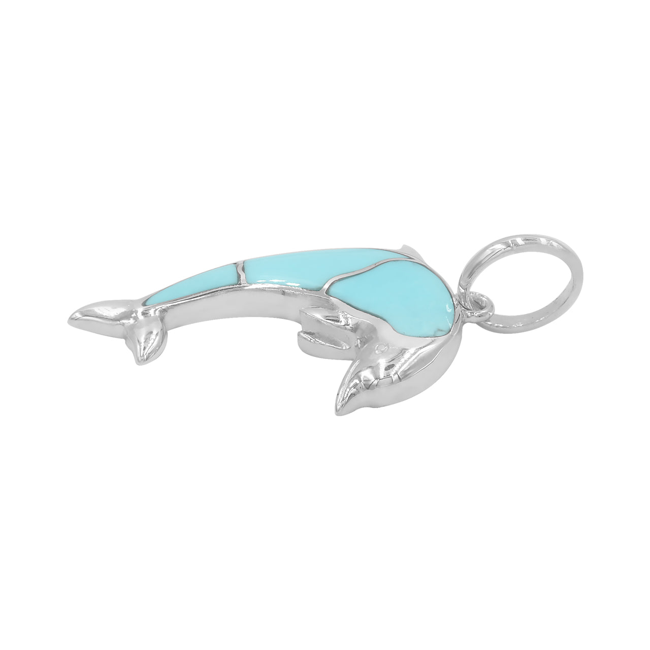 Sleeping Beauty Turquoise Inlay Pendant in Sterling Silver