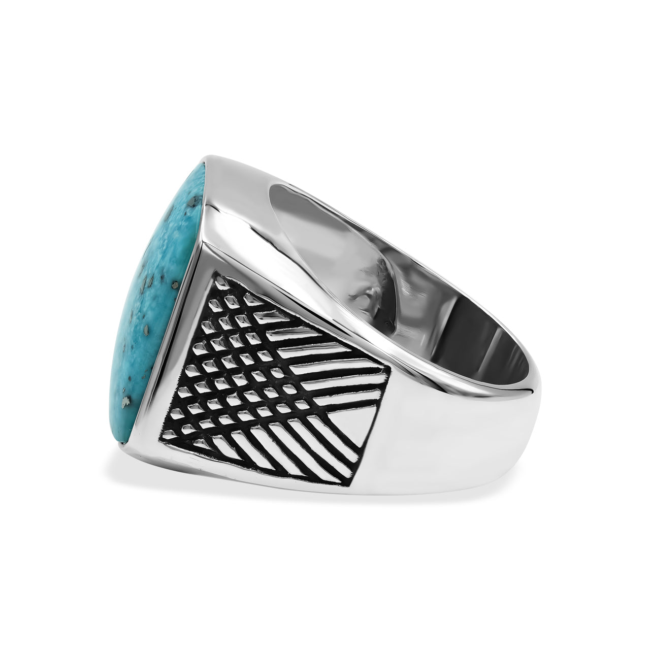 Men's Ring Persian Turquoise Shield Shaped