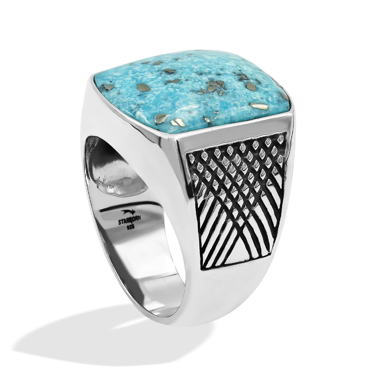 Men's Ring Persian Turquoise Shield Shaped