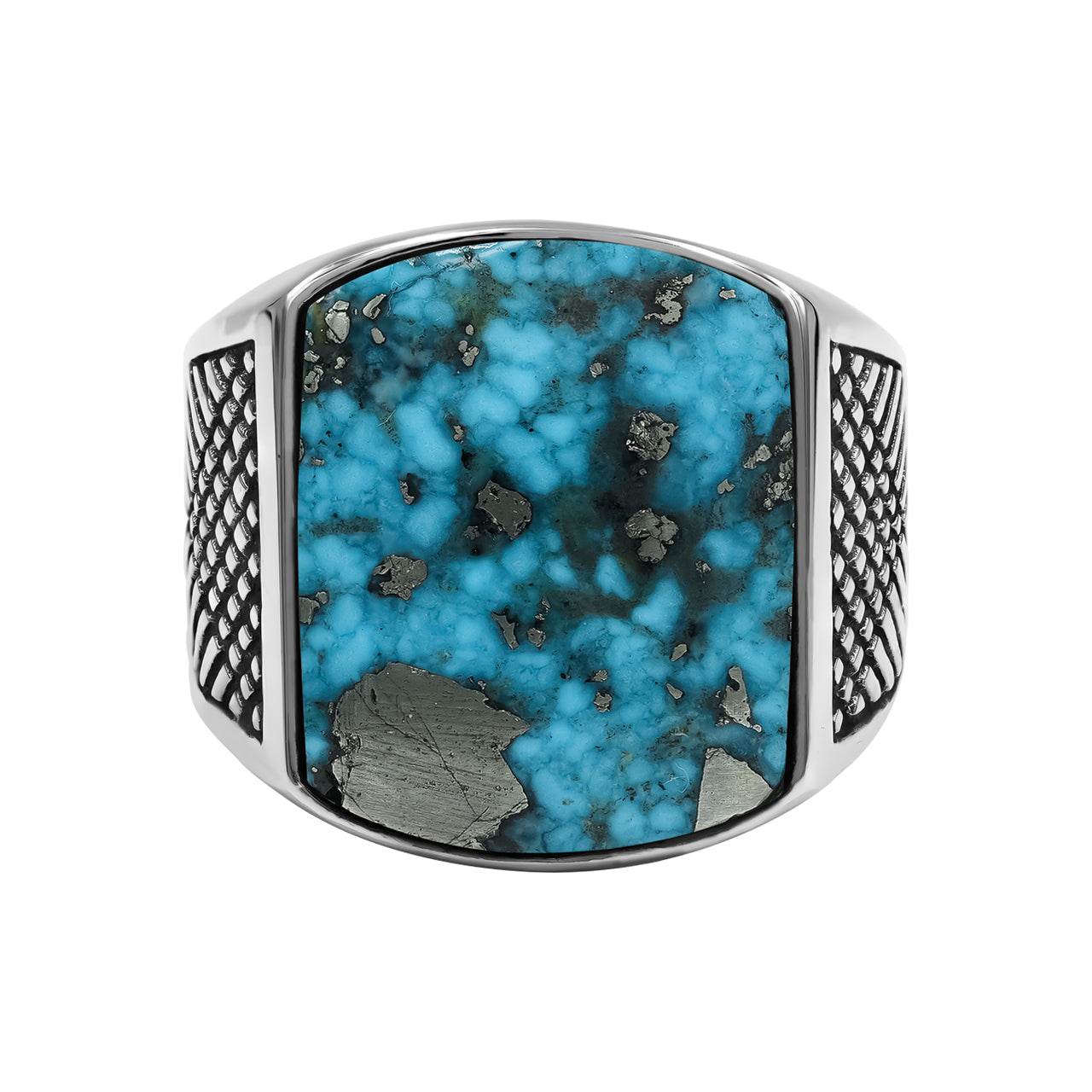 Men's Ring Persian Turquoise Shield Shaped