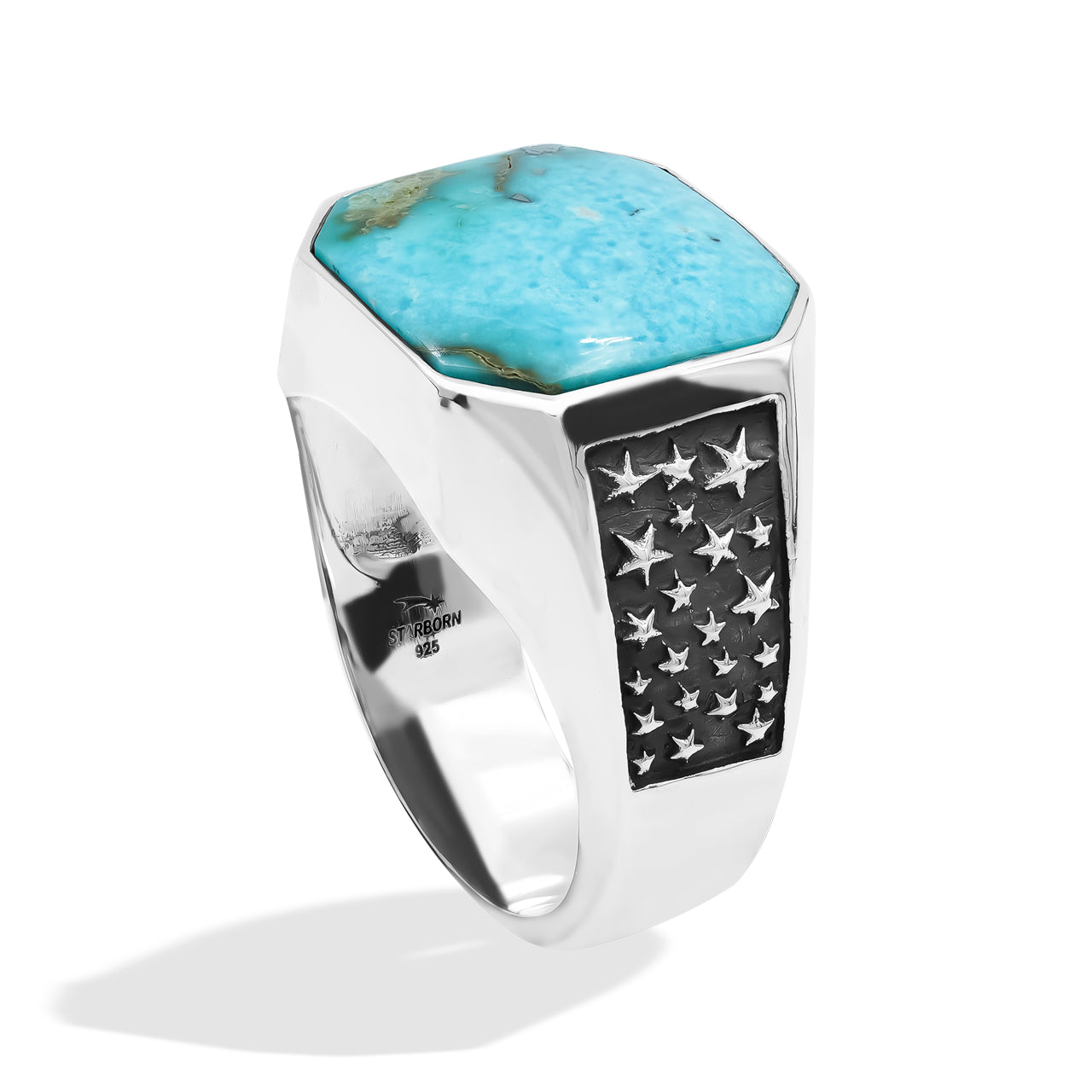 Men's Ring Persian Turquoise  Octagon Shaped