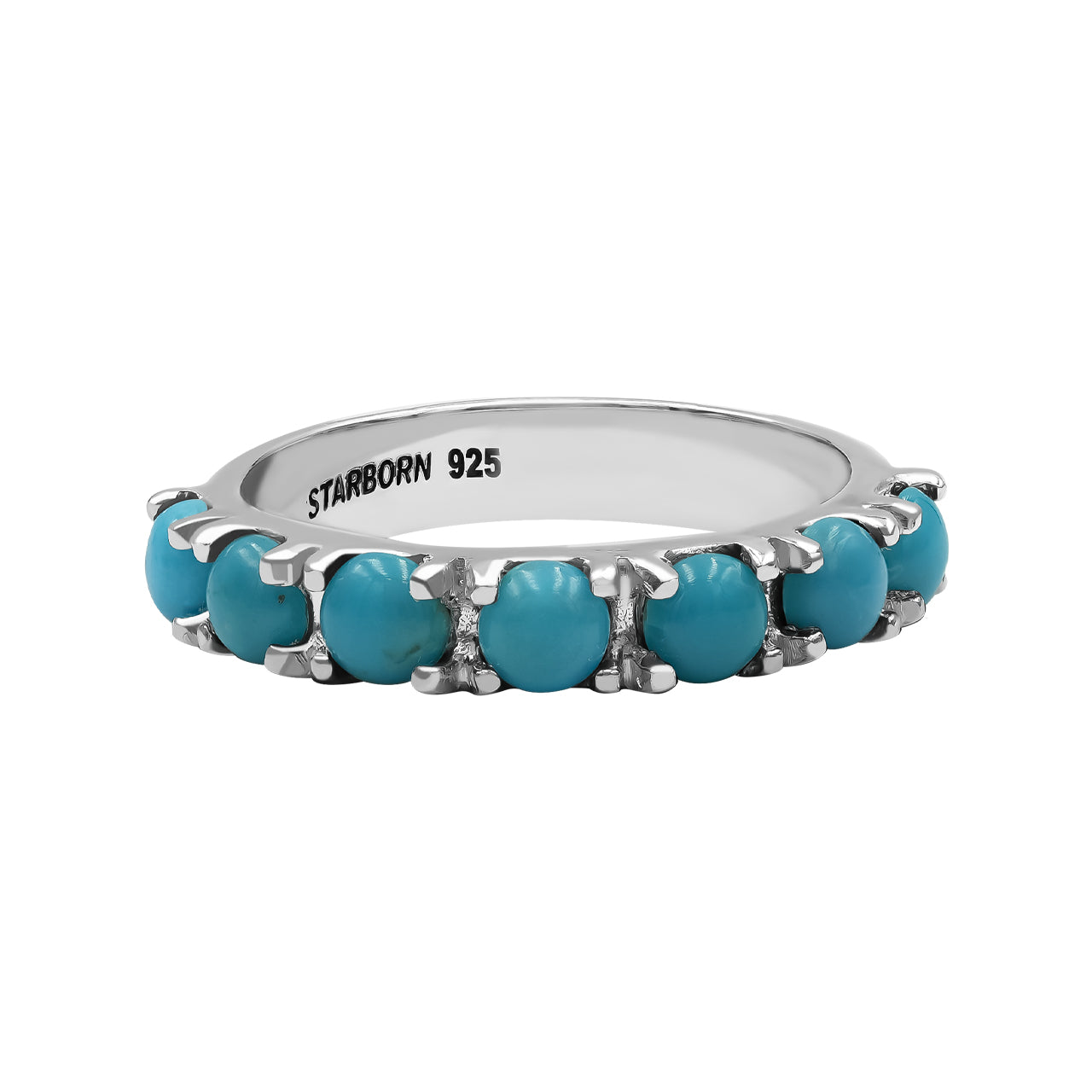 Prong Set Ring with Seven Stones Campitos Turquoise