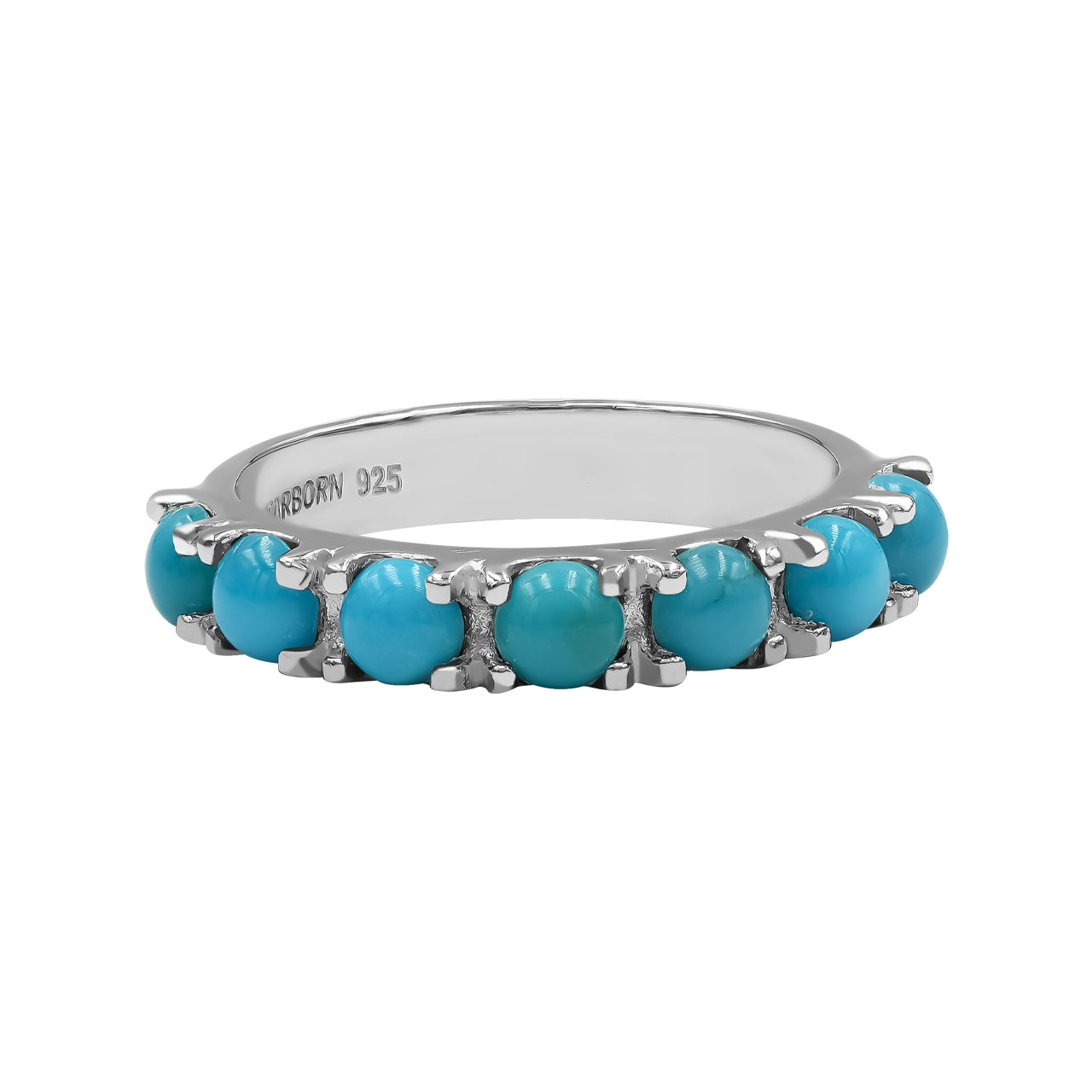 Prong Set Ring with Seven Stones Campitos Turquoise