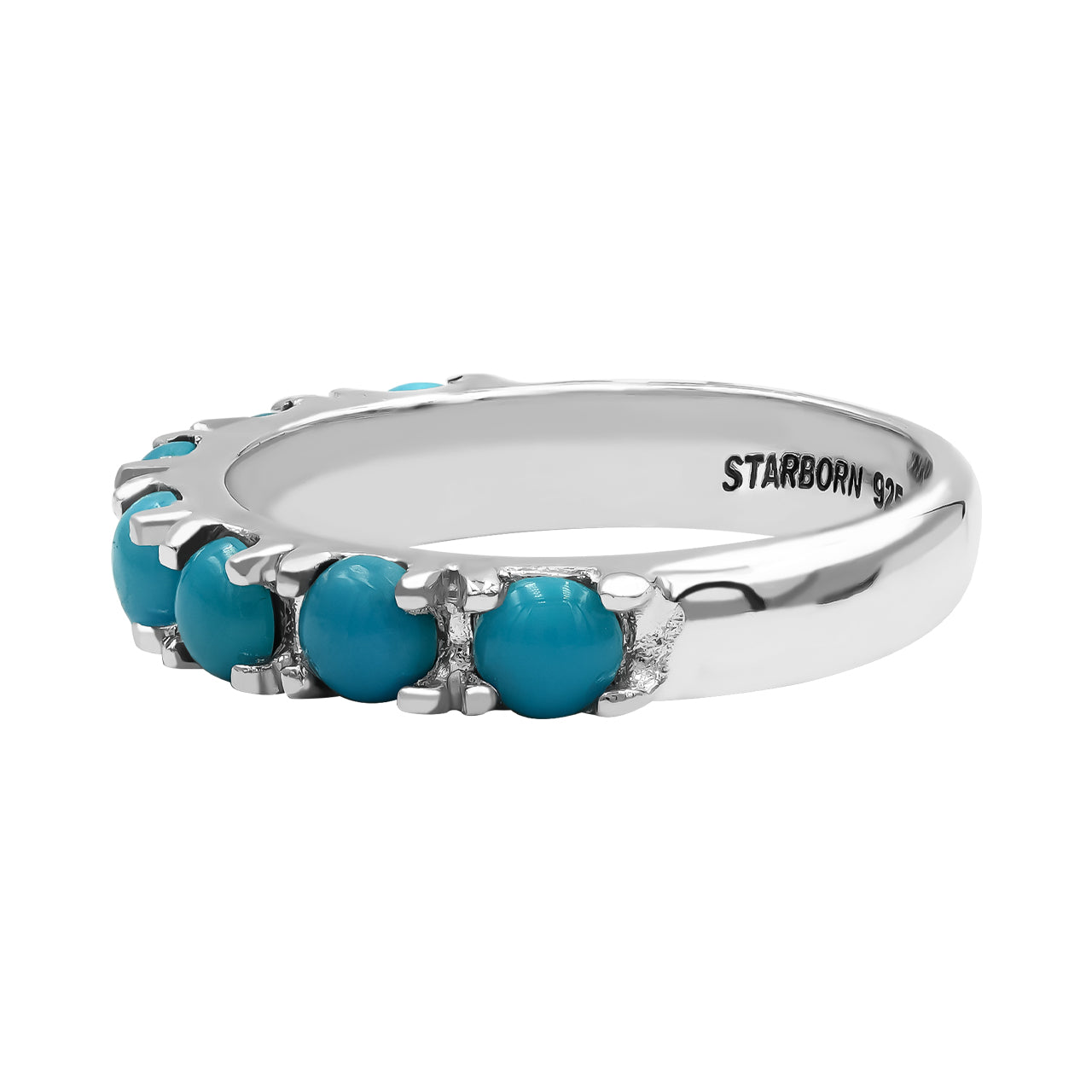 Prong Set Ring with Seven Stones Campitos Turquoise