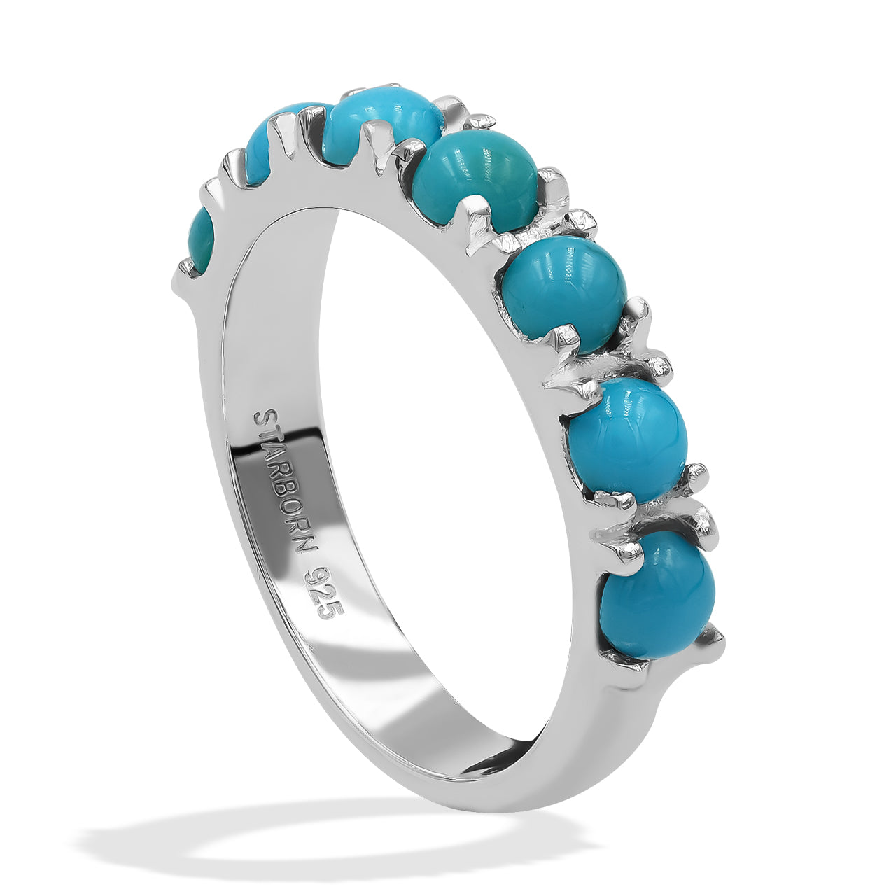 Prong Set Ring with Seven Stones Campitos Turquoise