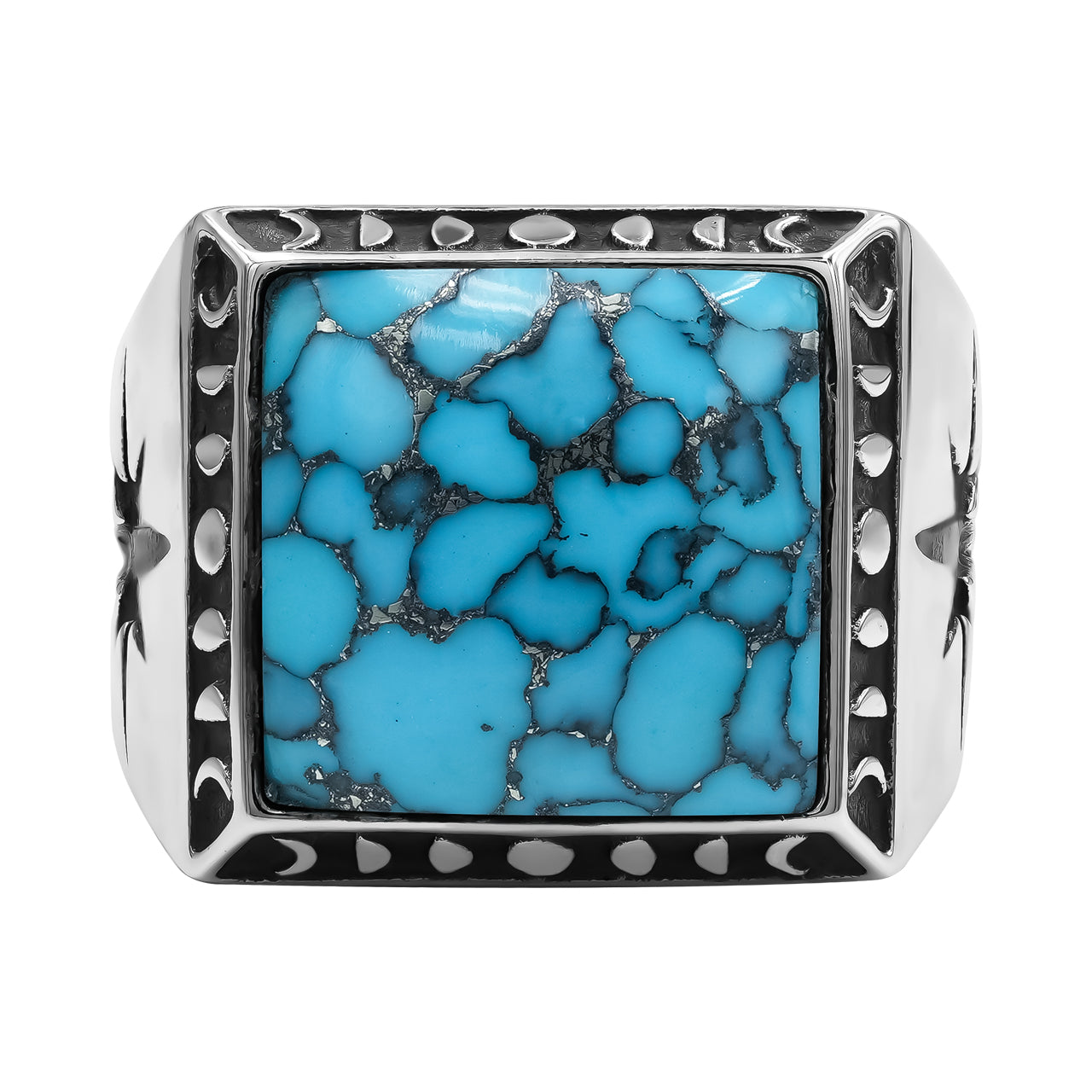 Stabilized Pressed Block Turquoise Square Shaped Ring