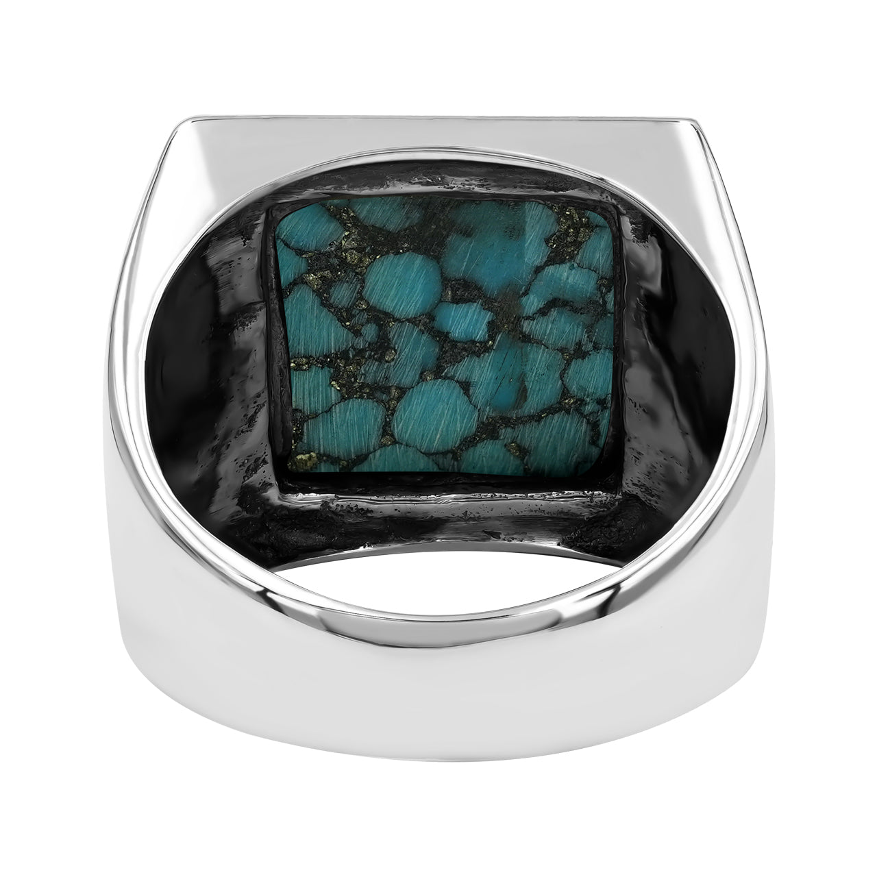 Stabilized Pressed Block Turquoise Square Shaped Ring