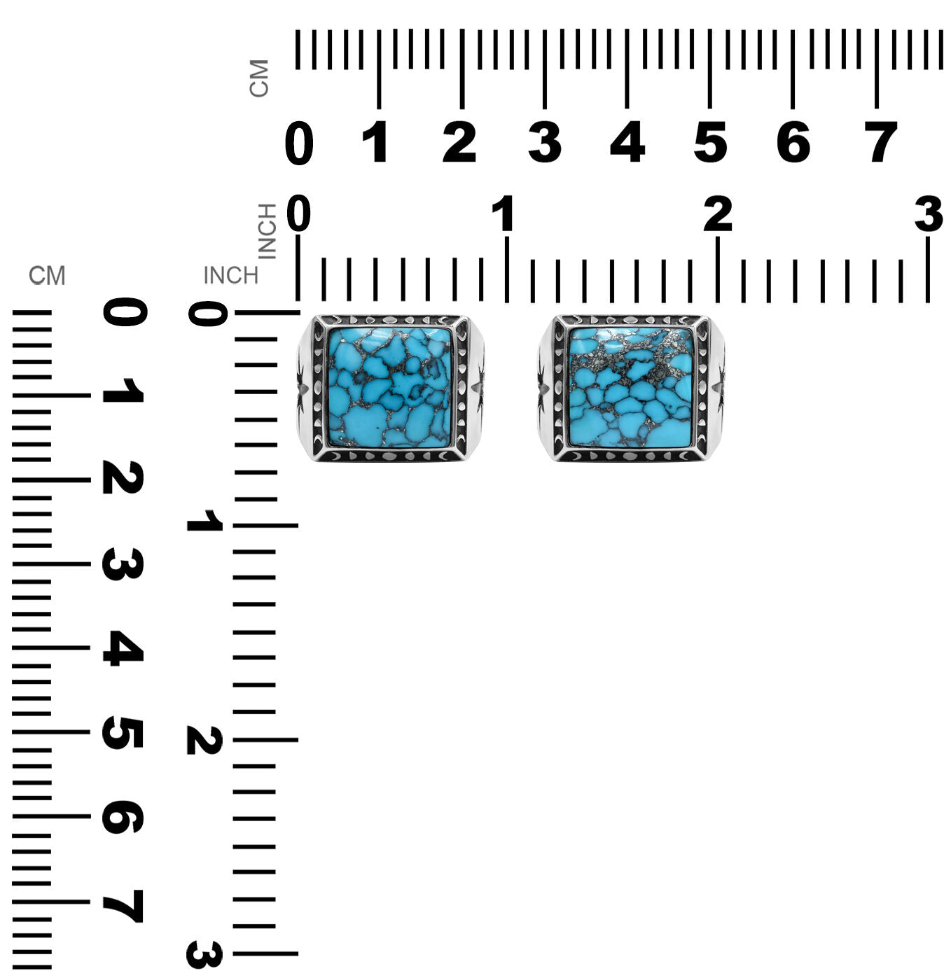 Stabilized Pressed Block Turquoise Square Shaped Ring