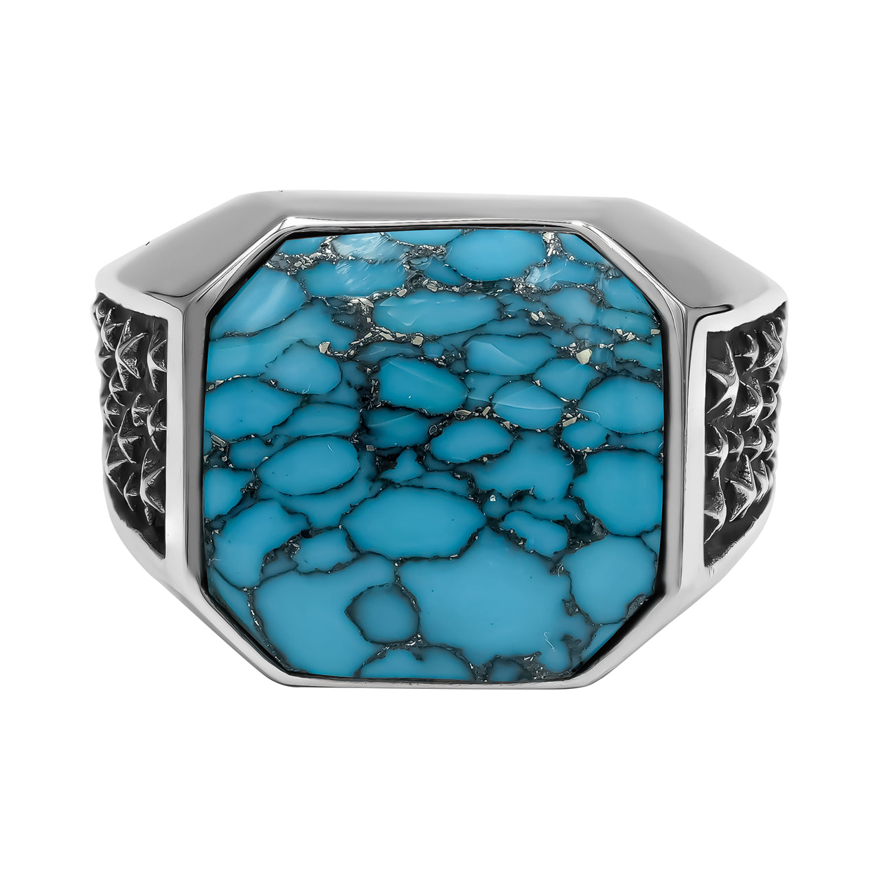 Stabilized Pressed Block Turquoise Octagonal Ring