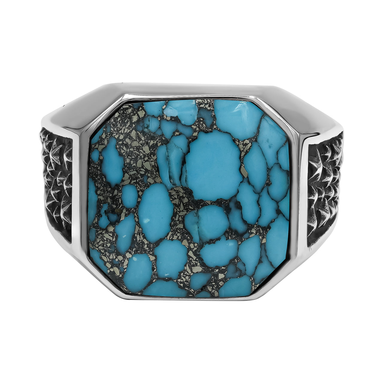 Stabilized Pressed Block Turquoise Octagonal Ring