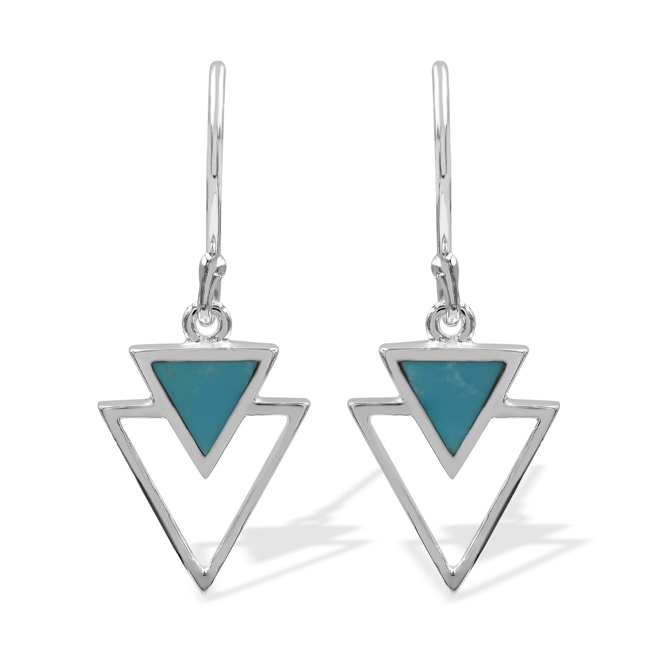 Turquoise Triangle Stacked Pendant &amp; earring Set