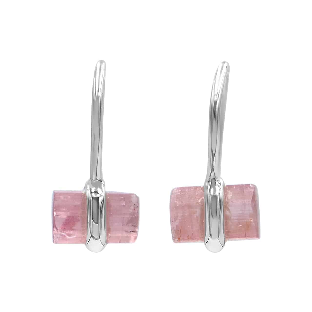 Pink Tourmaline Crystal Drop Earrings