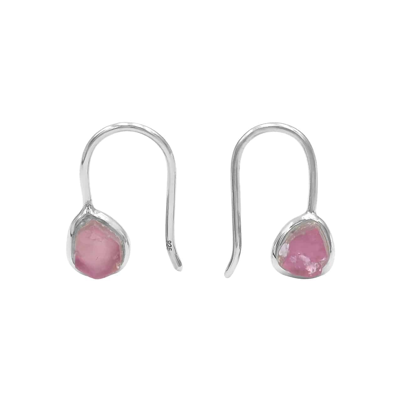 Pink Tourmaline Crystal Drop Earrings