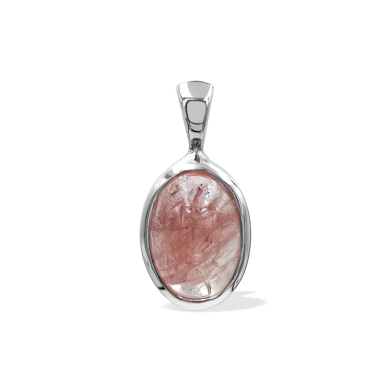 Pink Tourmaline Oval Pendant in Sterling Silver