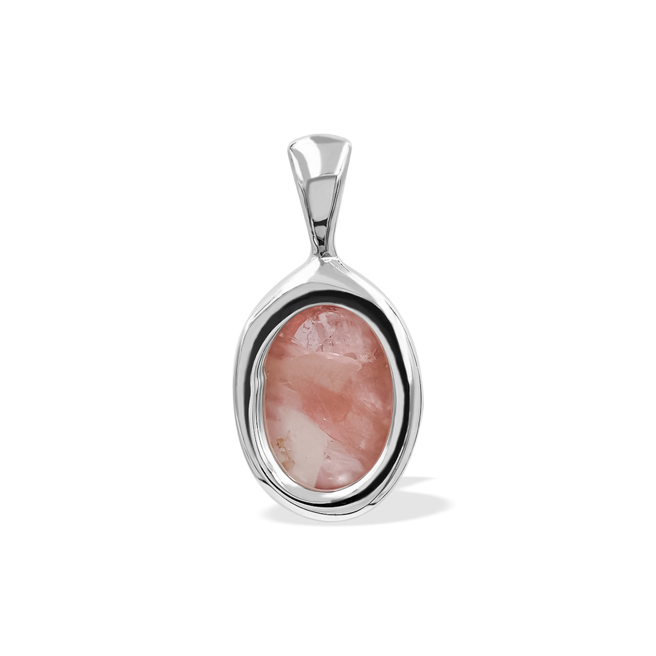 Pink Tourmaline Oval Pendant in Sterling Silver