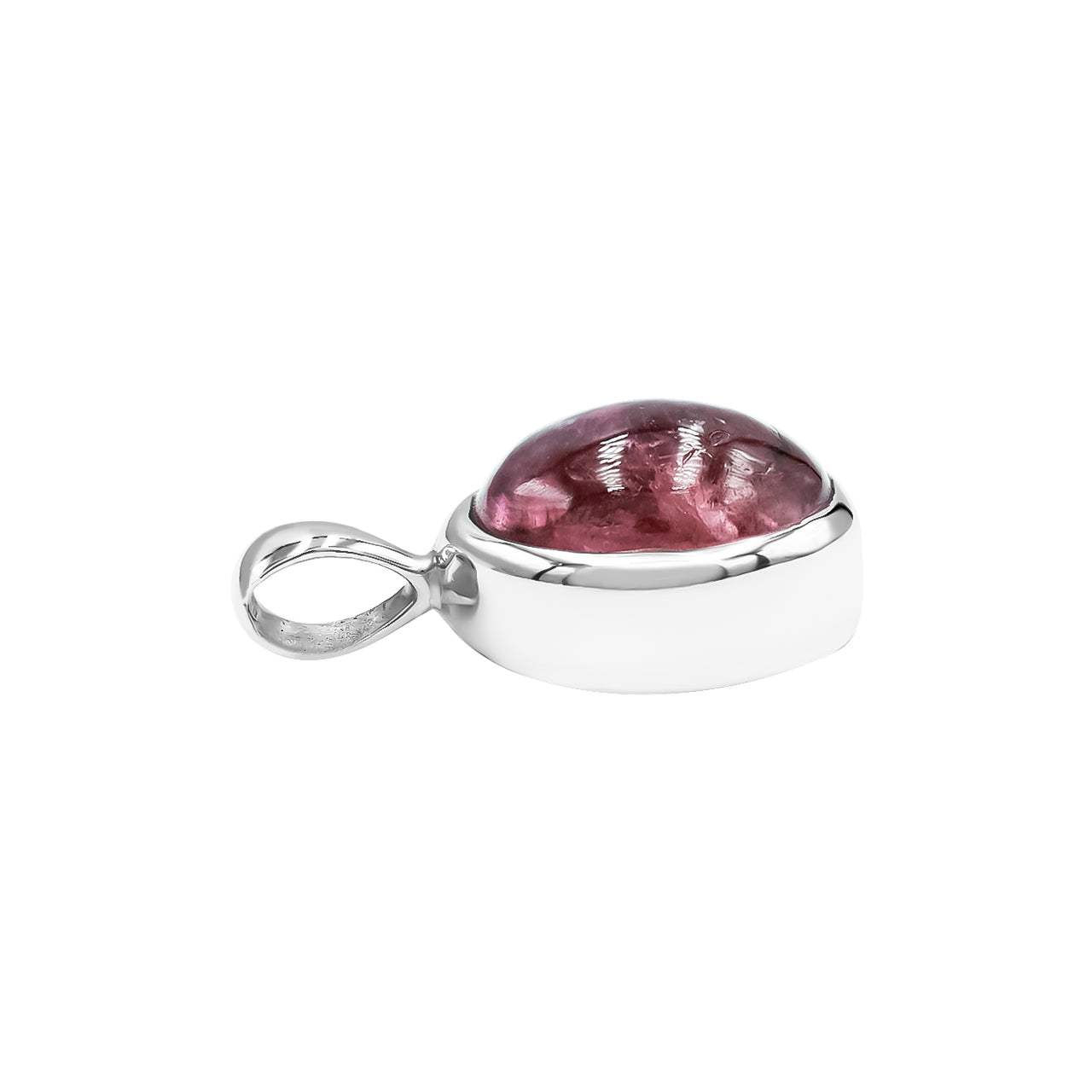 Pink Tourmaline Oval Pendant in Sterling Silver