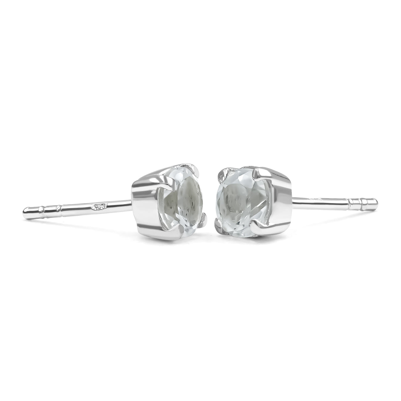 Faceted White Topaz Post Style Earrings