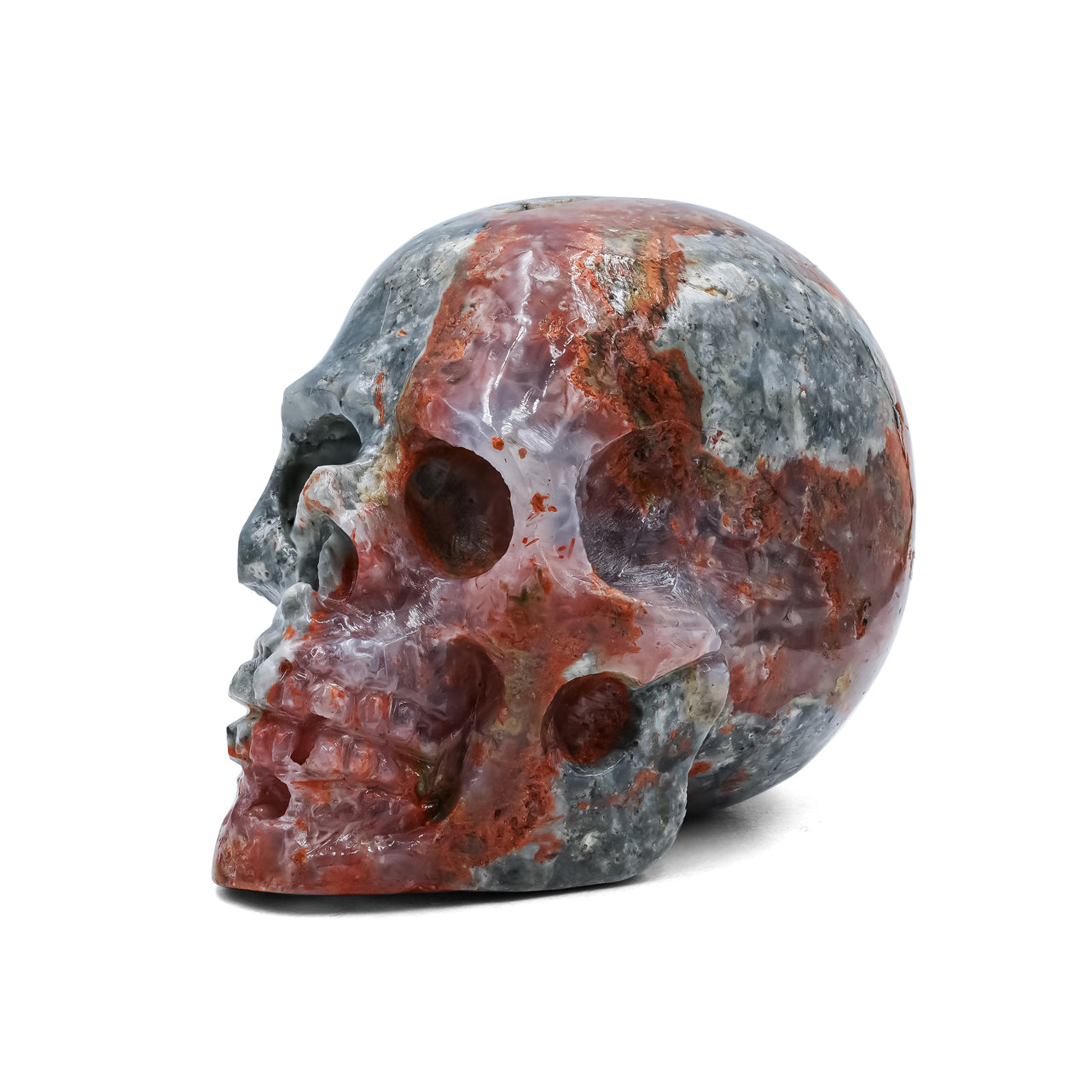 Hand Carved Magma Chalcedony Skull 526.5 cts