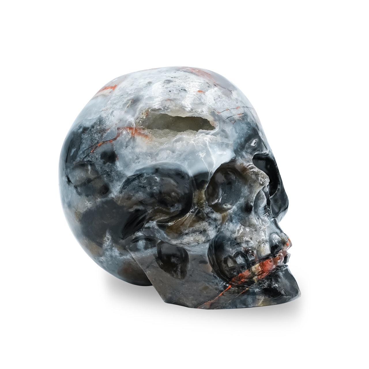 Hand Carved Magma Chalcedony Skull 566 cts