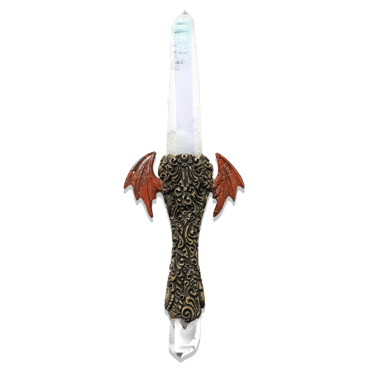 Wand with Angel Aura Quartz Crystal &amp; Red Jasper Wings