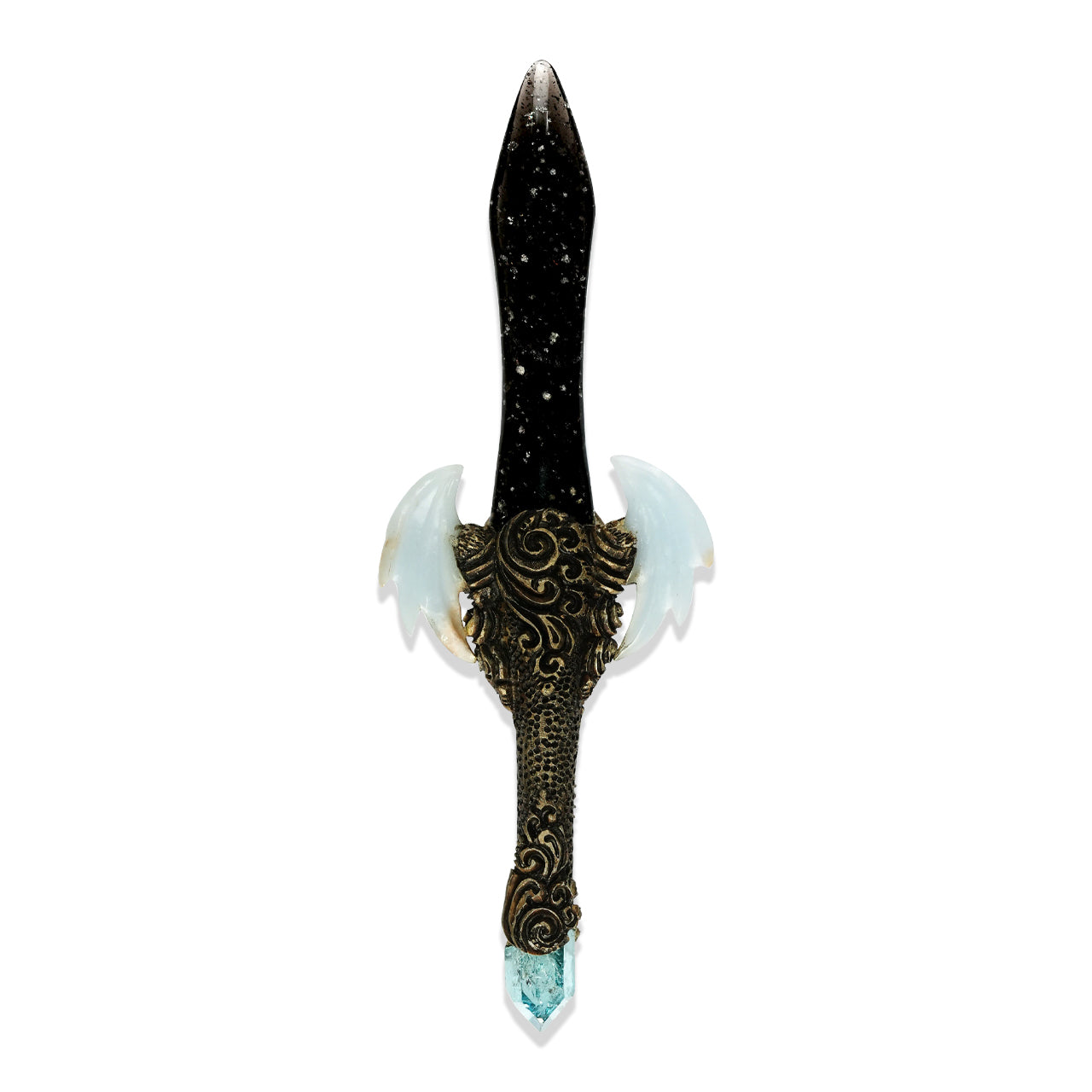 Galaxy Obsidian with Carved Angelite Wings