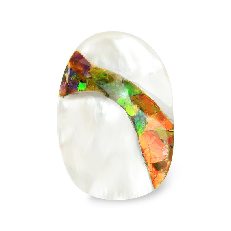 Mother of Pearl with Ammolite Inlay Cabochon