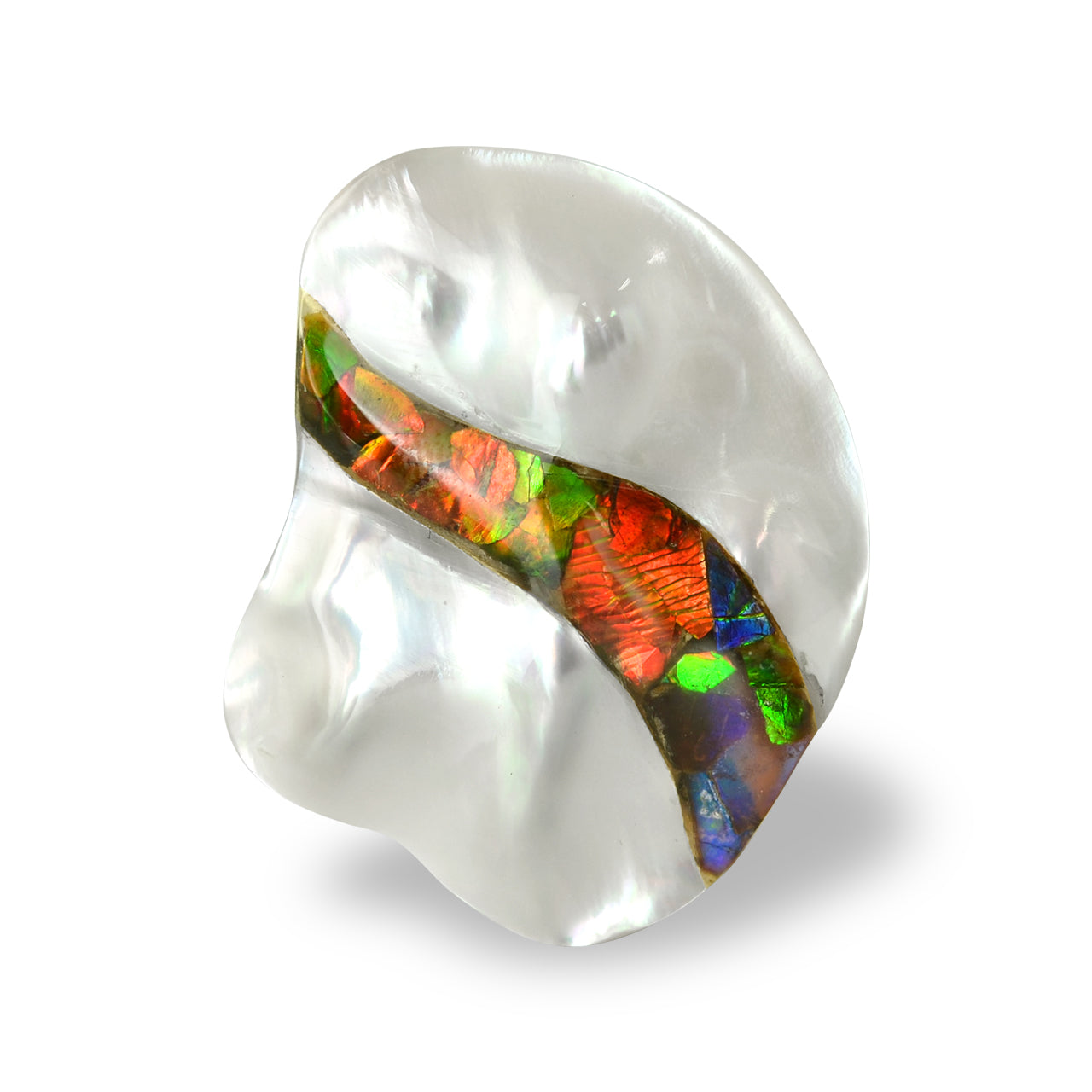 Mother of Pearl with Ammolite Inlay Cabochon