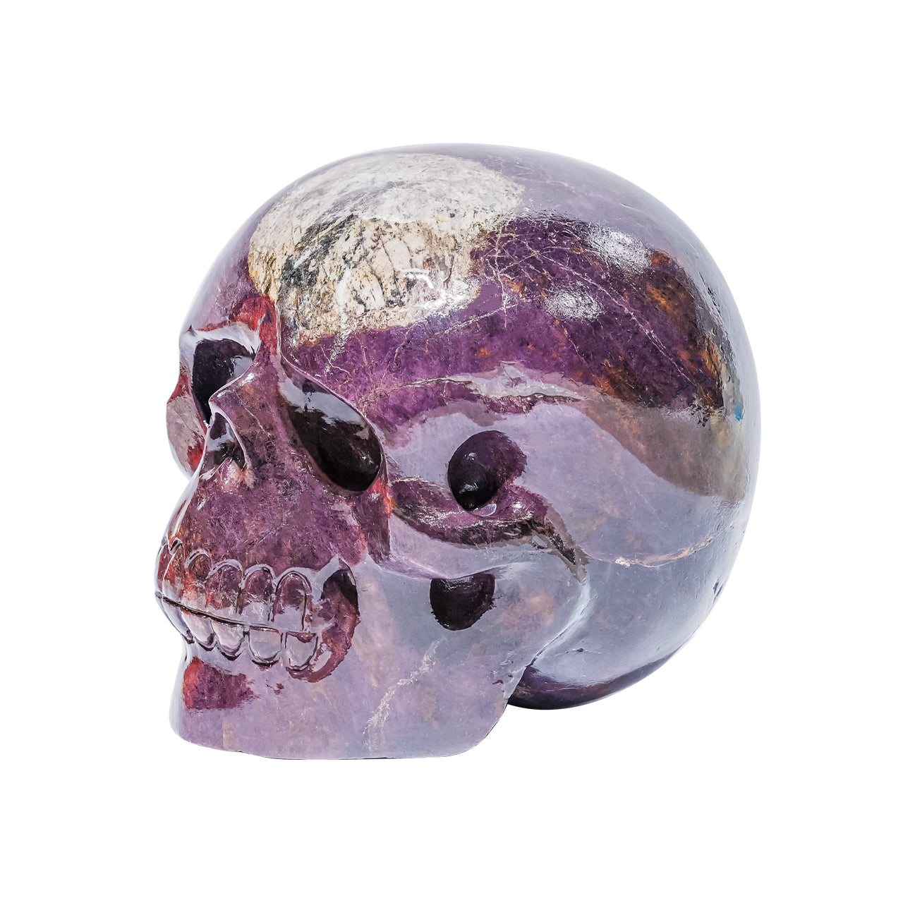 Hand Carved Purpurite Skull Carving 4400 cts