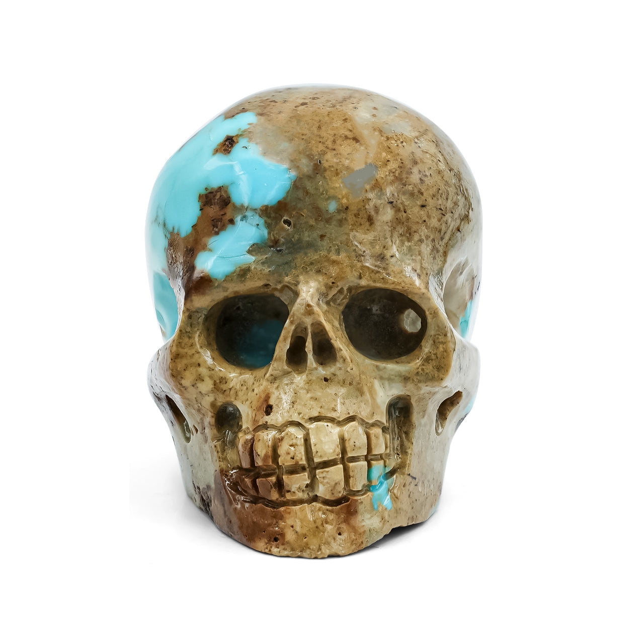 Hand Carved New Arizona Turquoise Skull Carving 172.5 cts