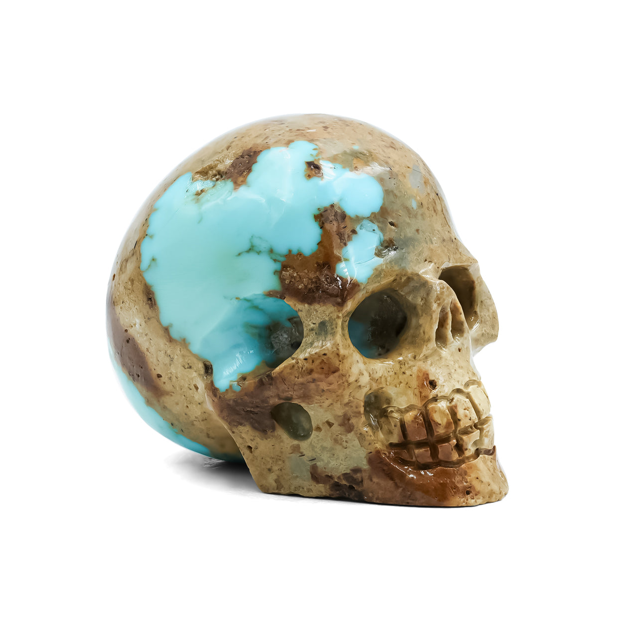 Hand Carved New Arizona Turquoise Skull Carving 172.5 cts