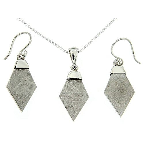 Starborn-Creations-Sterling-Silver-Gibeon-Meteorite-Pendant-and-Earring-Set-B01M7NP3TT