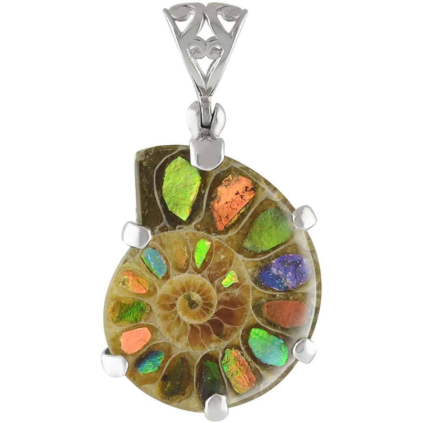 Starborn-Sterling-Silver-Ammonite-with-Ammolite-Inlay-Prong-Set-Pendant-with-Filigree-Bail-B081QWHLV6